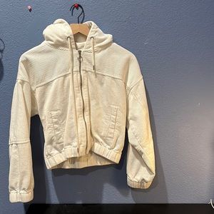 White jacket hoodie crop effect super cute